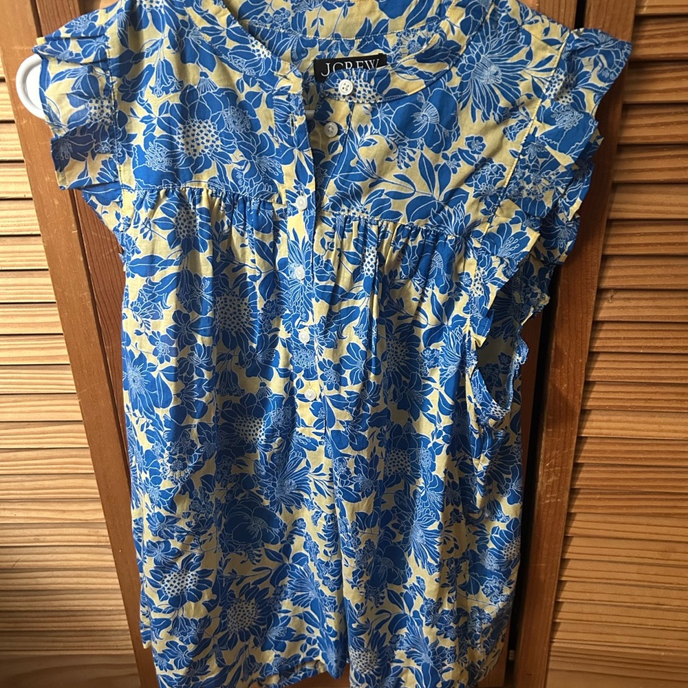 J.Crew Blue and Yellow Floral Shirt